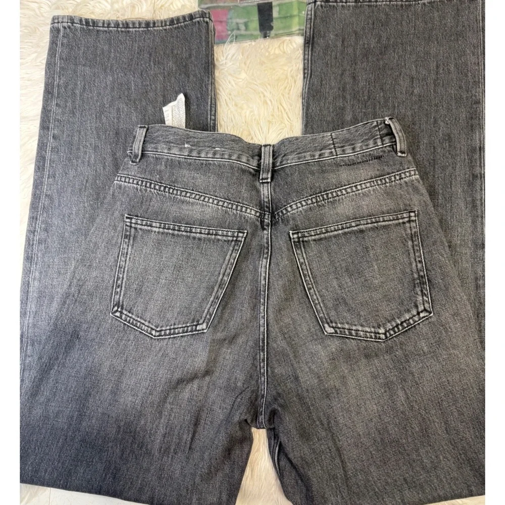 Massimo Dutti Womens Wide Leg High Rise Jeans Grey Washed Denim Size 40 5040 802 - Picture 3 of 3